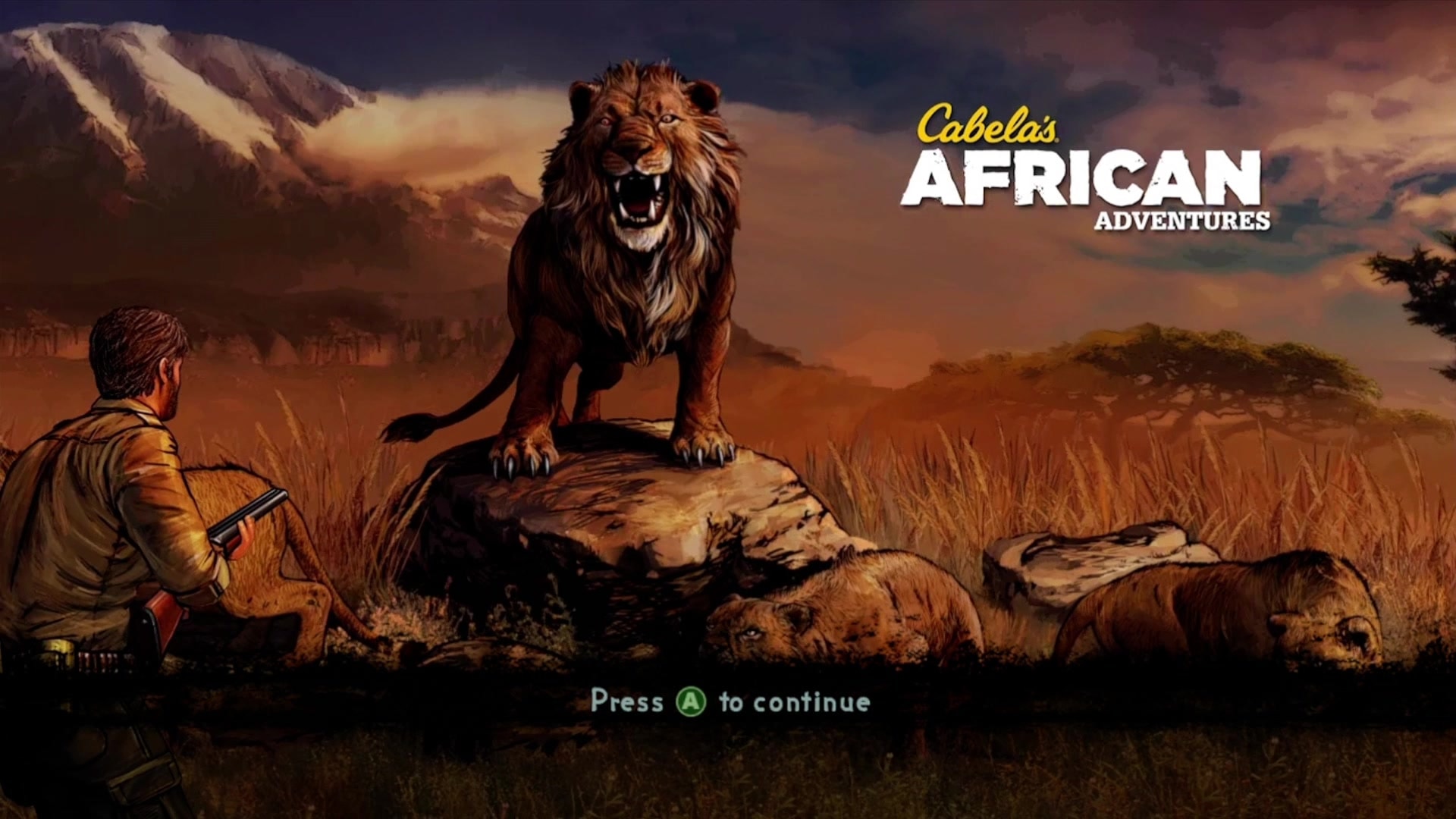 Cabela's African Adventures title screen for Xbox 360